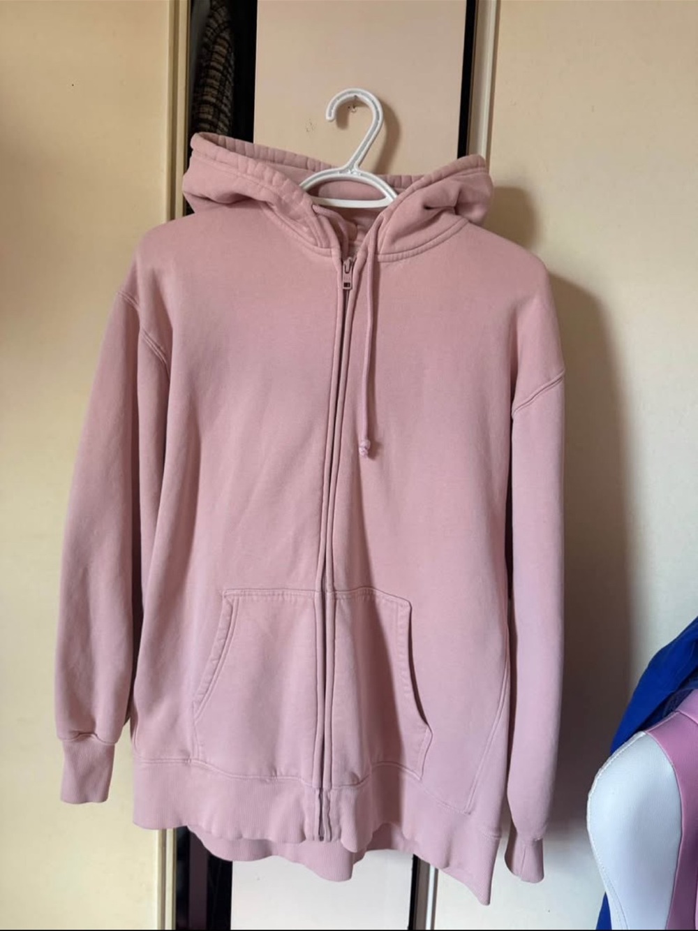 Aritzia Zip-Up Hoodie in Dusty Pink